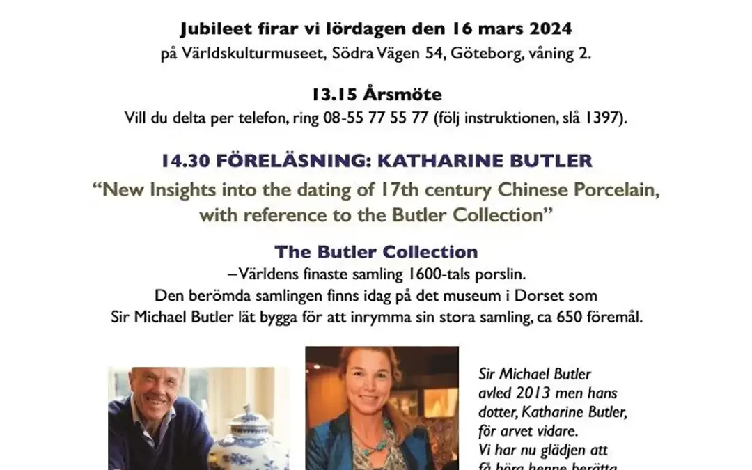 Saturday 16th March, 2024 – Oriental Ceramics Society Gothenburg, AGM and 30th anniversary talk…
